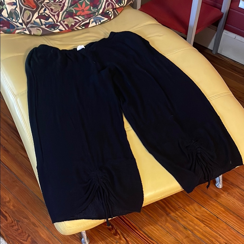 Casual Black Drawstring Pants
